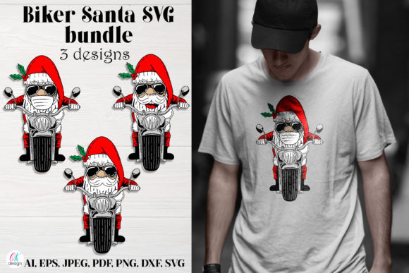 Biker Santa SVG Bundle: Bold Graphics & Graphic Templates