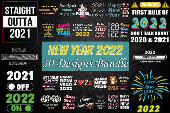 New Year Bundle SVG: Graphics & Print Templates