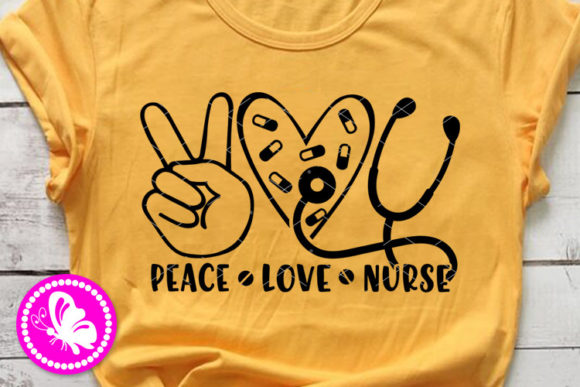 Peace Love Nurse Heart Graphics & Illustrations
